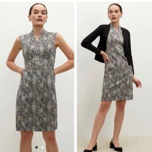 MM Lafleur Aditi Streamlined Shift Dress V-neck Sleeveless in Crackle Snake